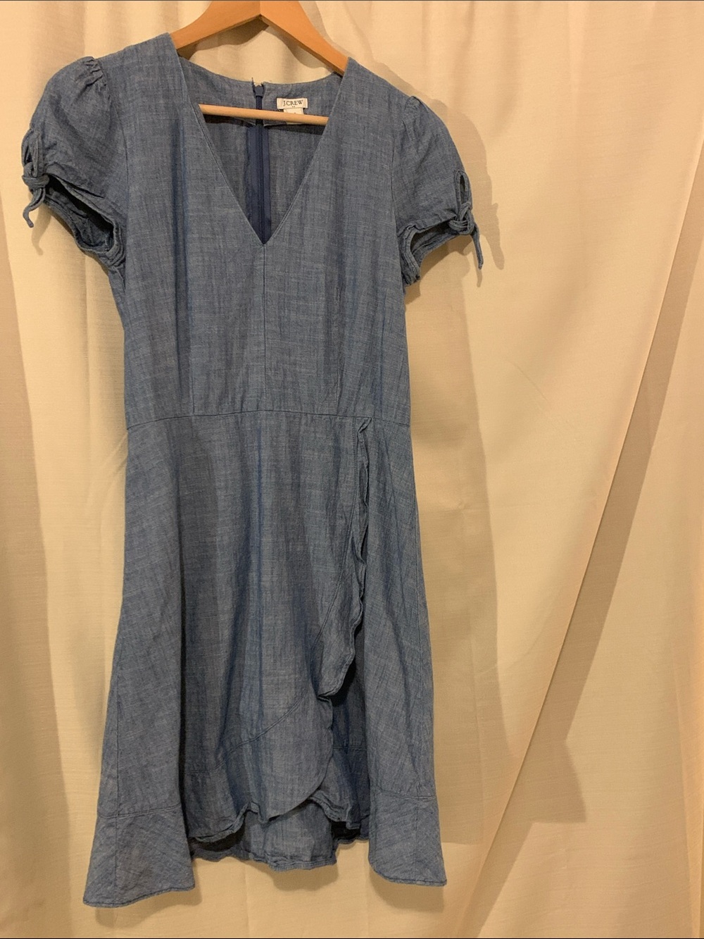J. Crew Chambray V-Neck Wrap Dress in Light Blue